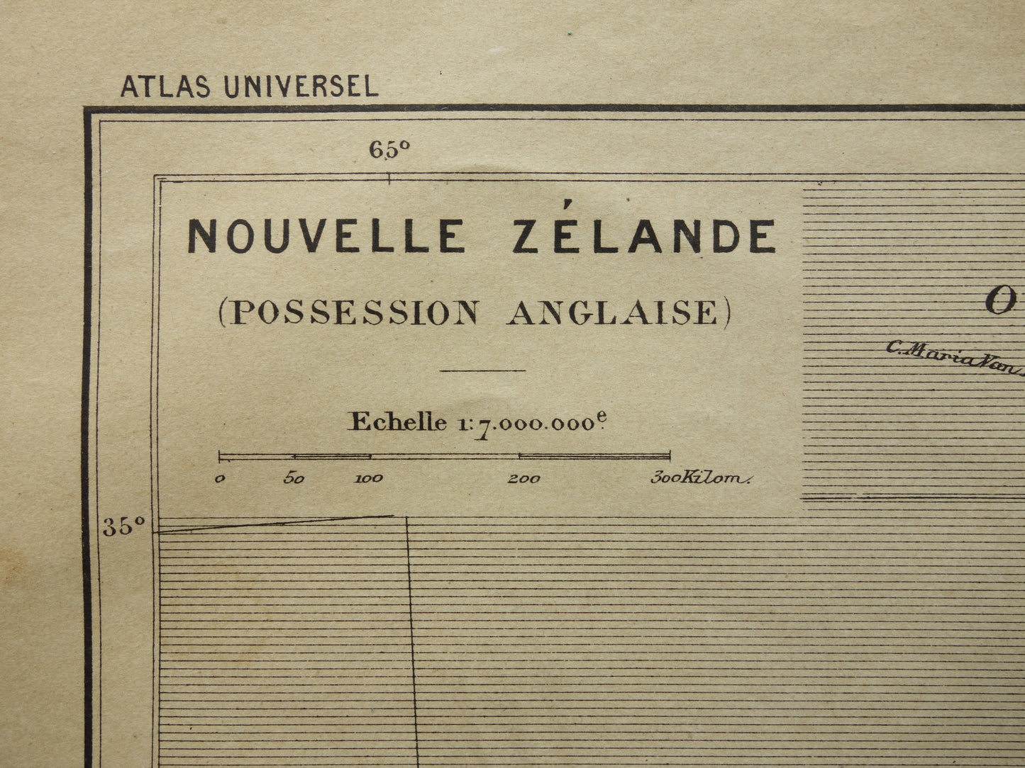 NIEUW-ZEELAND oude kaart uit 1896 originele antieke Franse handgekleurde landkaart Nieuw-Zeeland