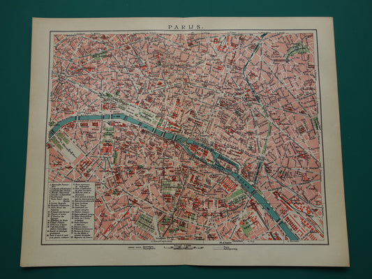 PARIJS oude plattegrond Originele antieke Nederlandse kaart van Parijs Frankrijk uit 1910 vintage historische kaarten