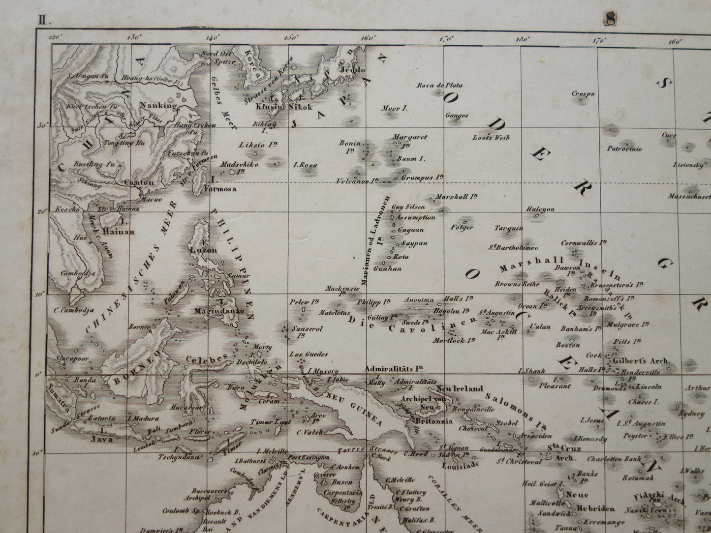 OCEANIË antieke kaart van Oceanië 175+ jaar oude landkaart van continent met Australië Nieuw-Zeeland uit 1849 - originele vintage historische kaarten