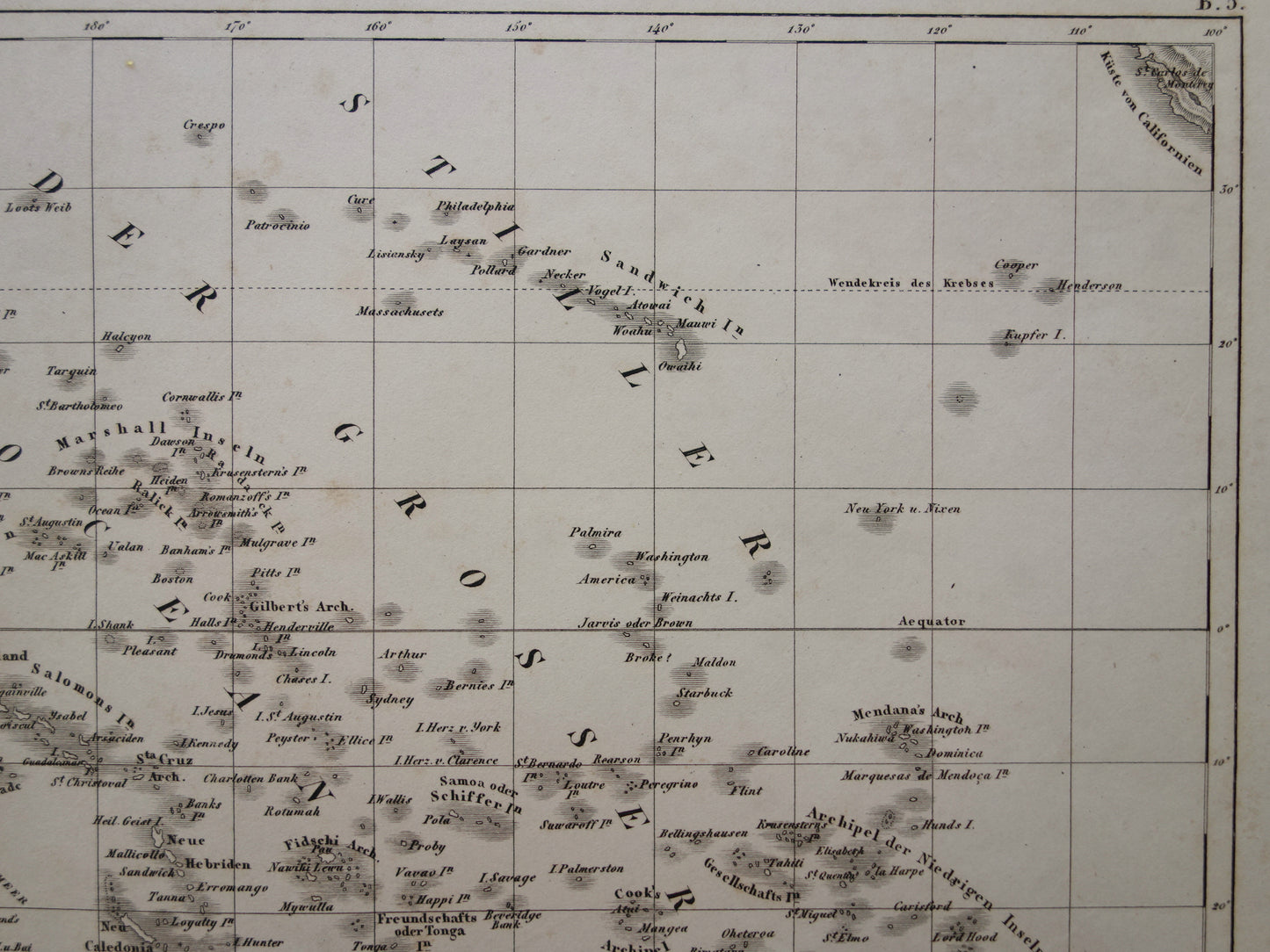 OCEANIË antieke kaart van Oceanië 175+ jaar oude landkaart van continent met Australië Nieuw-Zeeland uit 1849 - originele vintage historische kaarten