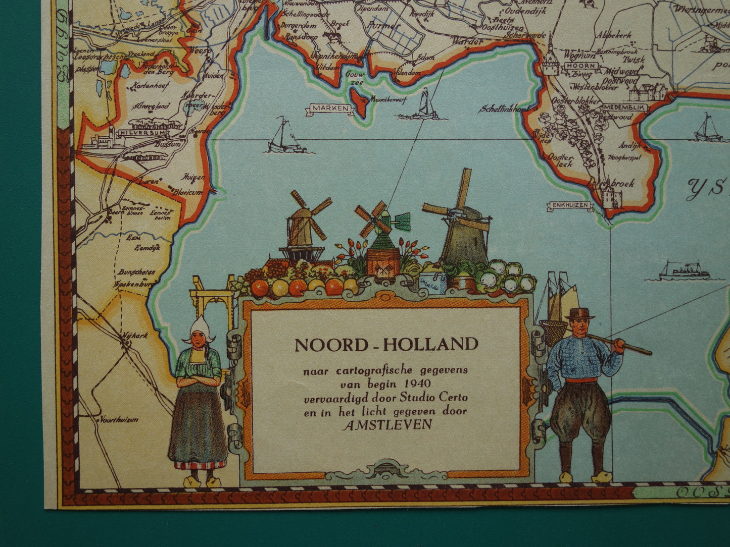 NOORD-HOLLAND Vintage kaart van de provincie Noord-Holland uit 1947 Oude historische landkaart