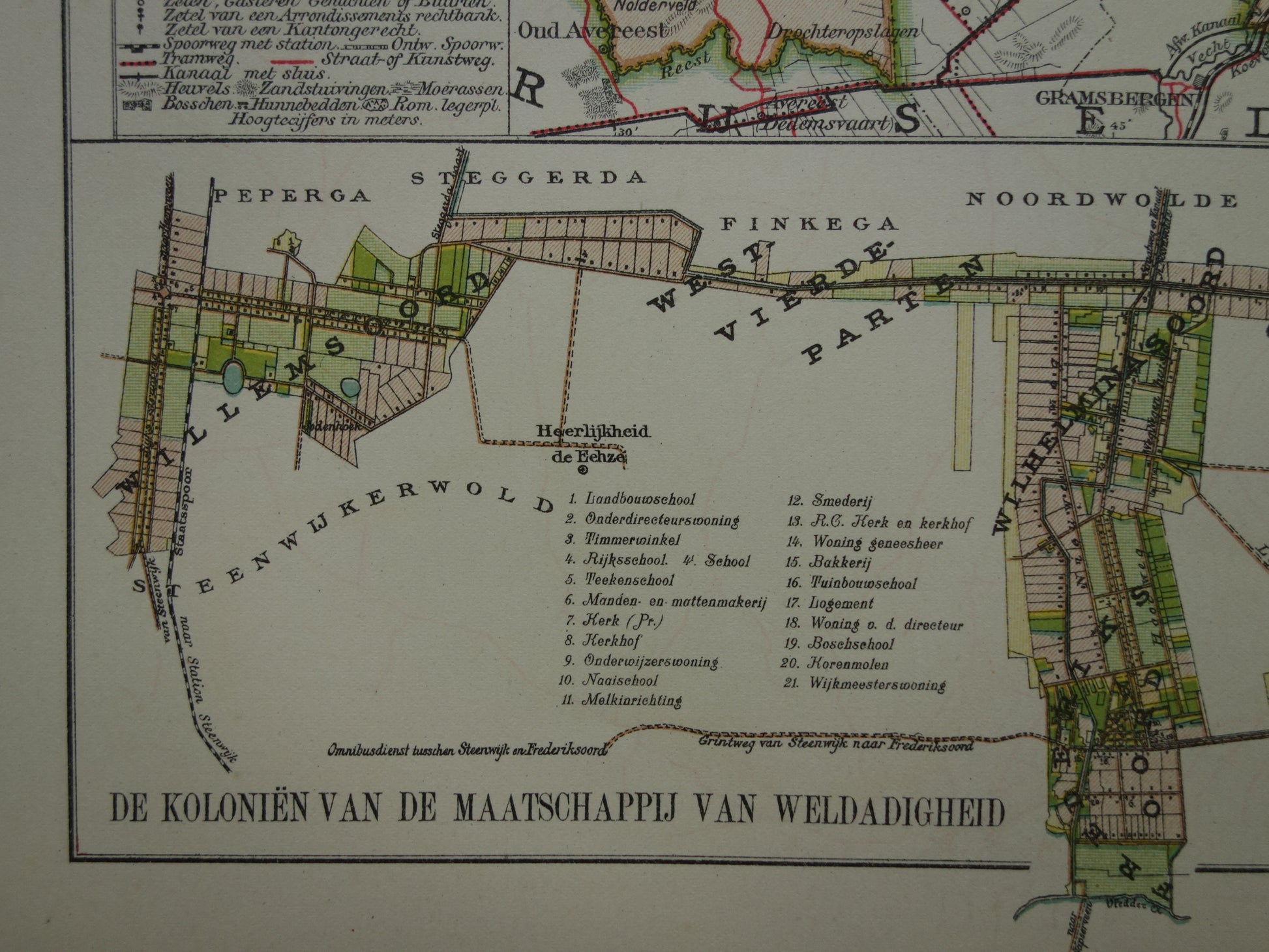 kolonien maatschappij van weldadigheid drenthe kaart landkaart overzicht