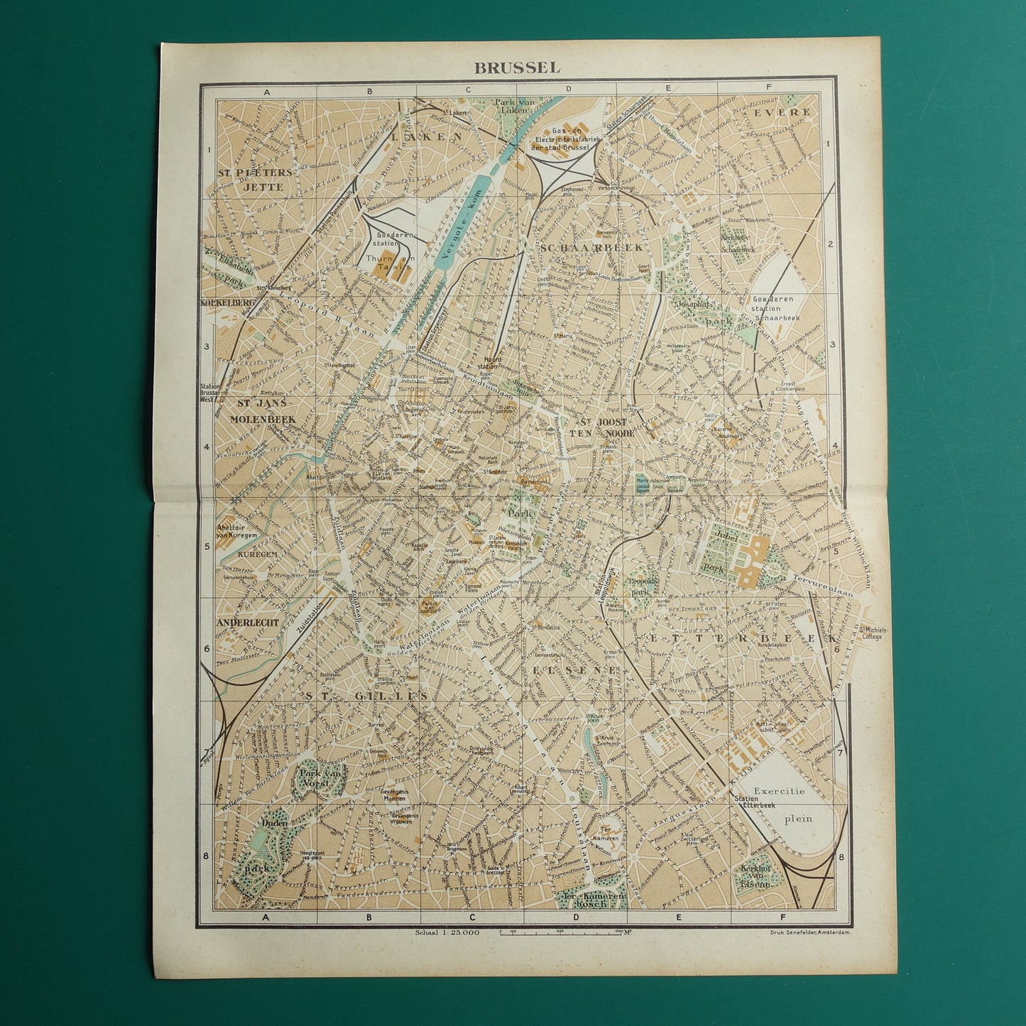 BRUSSEL Oude kaart van Brussel België uit 1933 originele vintage Nederlandse plattegrond