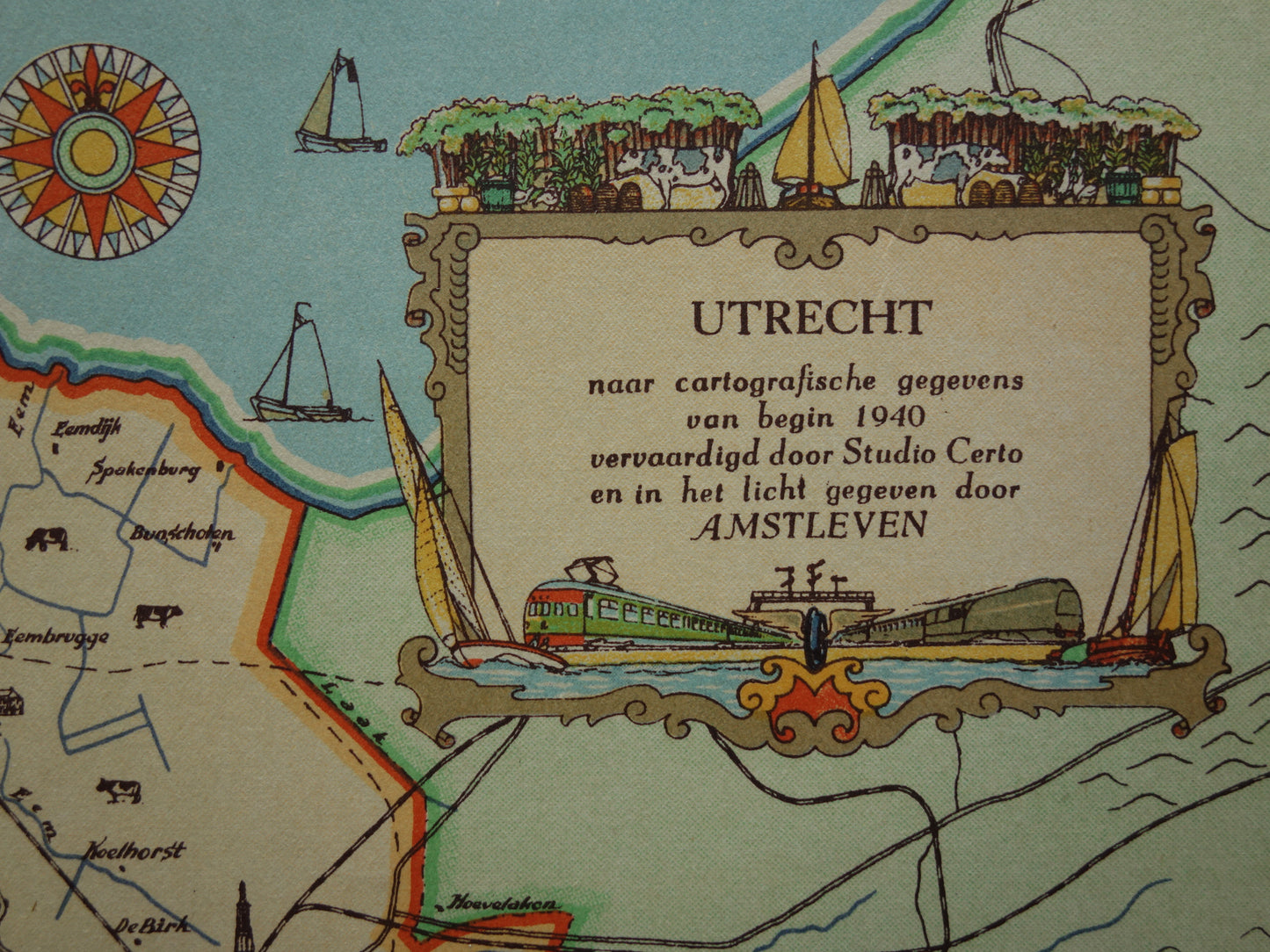 UTRECHT Vintage kaart van de provincie Utrecht uit 1947 Oude historische landkaart