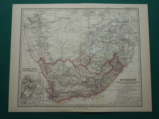 Oude landkaart van Zuid-Afrika in 1876
