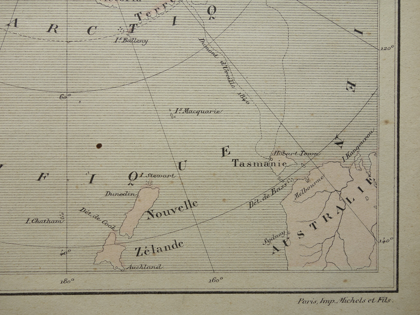 ZUIDPOOL oude kaart van Antarctica uit 1896 originele antieke Franse landkaart
