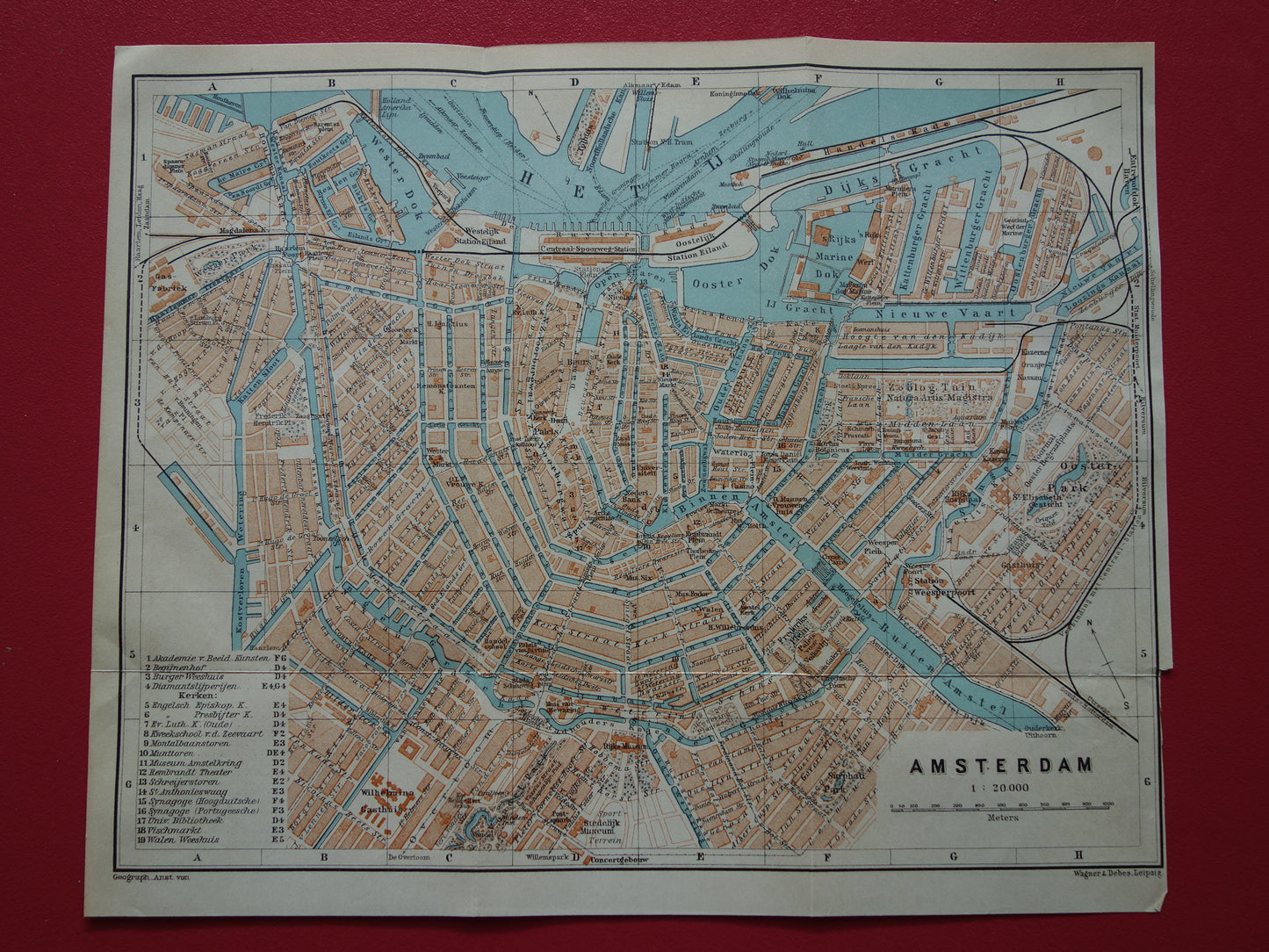 oude historische plattegrond van Amsterdam in het jaar 1910