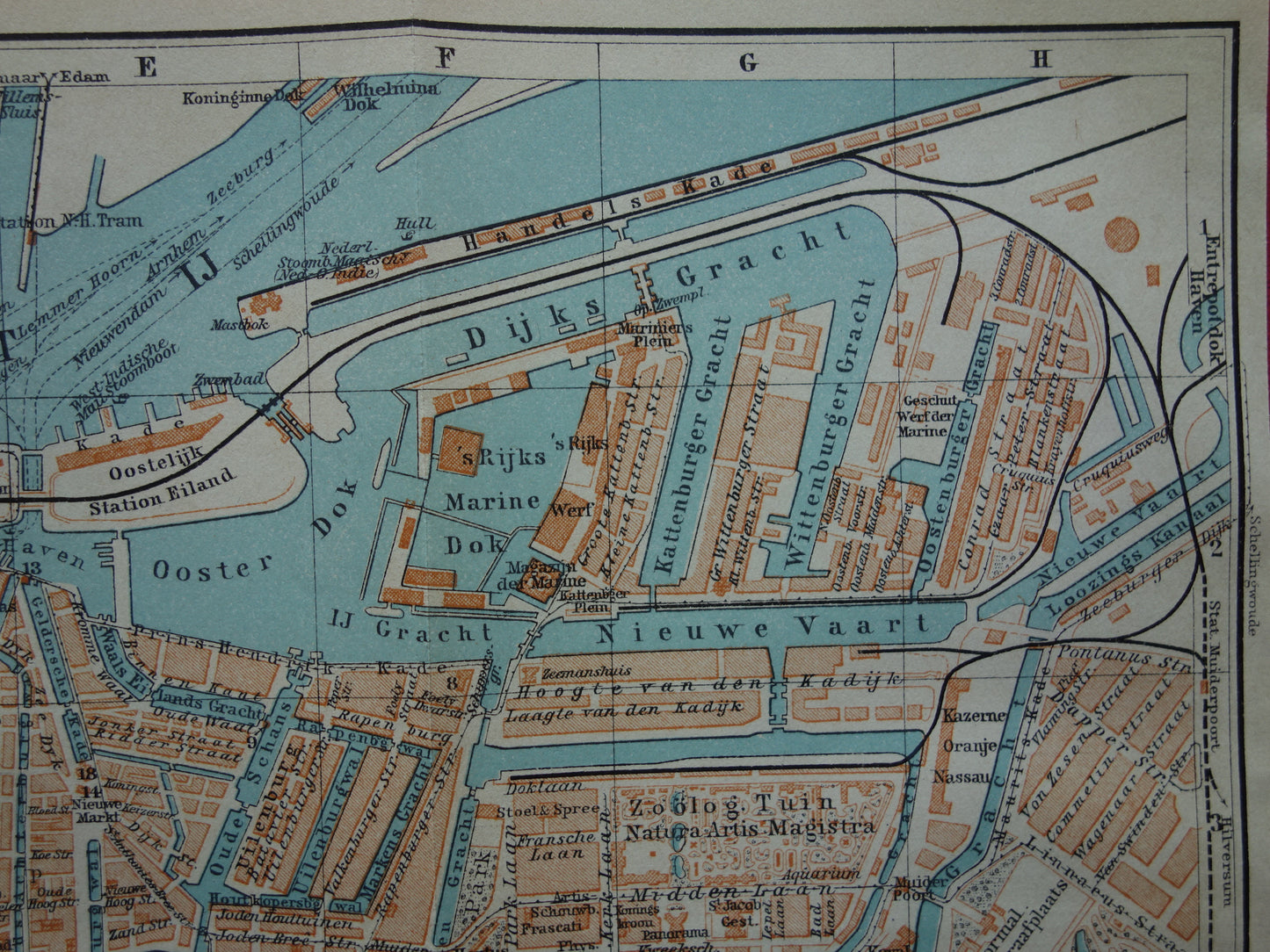 AMSTERDAM oude kaart van Amsterdam uit 1910 originele antieke plattegrond vintage landkaart