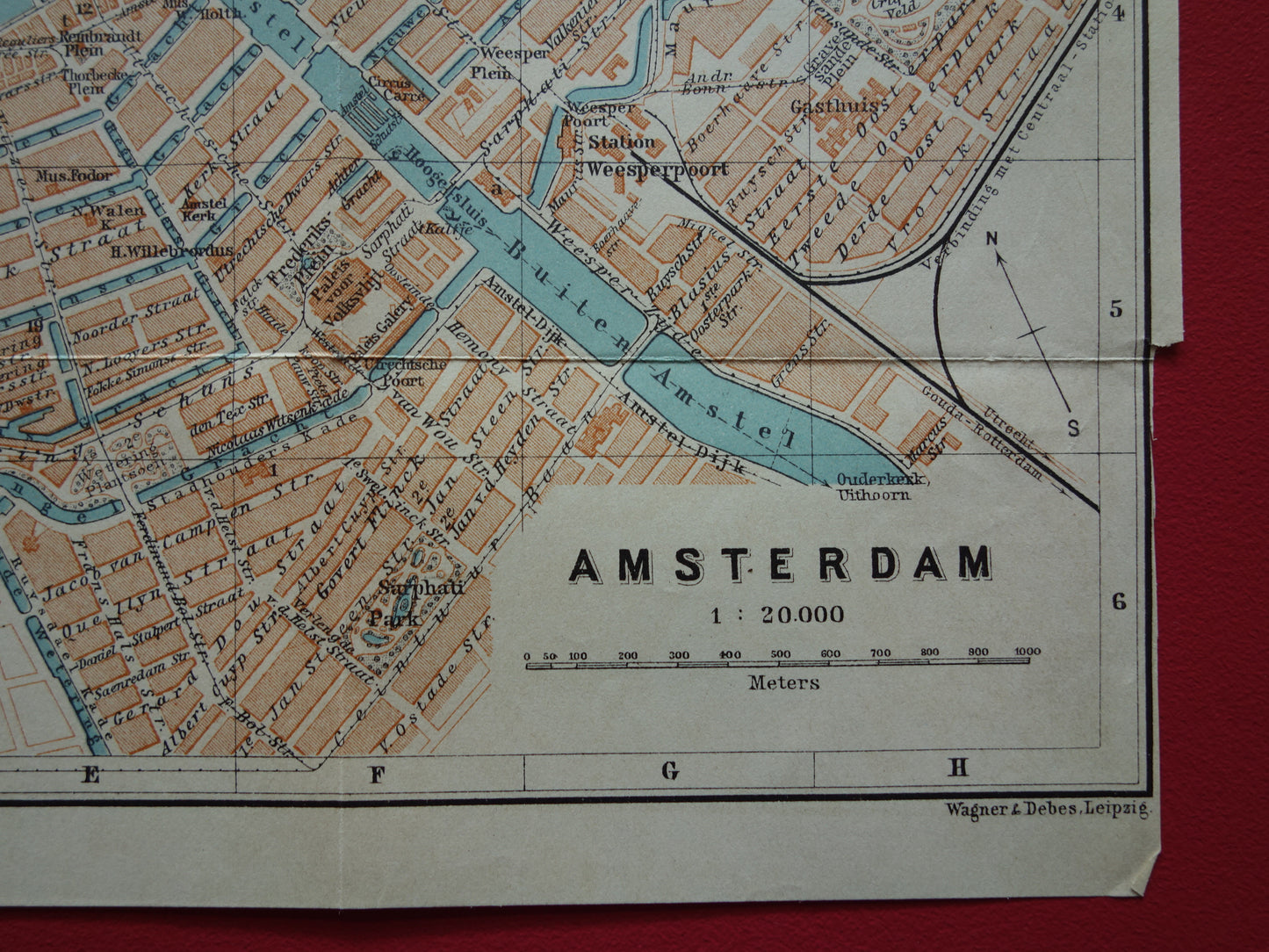 AMSTERDAM oude kaart van Amsterdam uit 1910 originele antieke plattegrond vintage landkaart