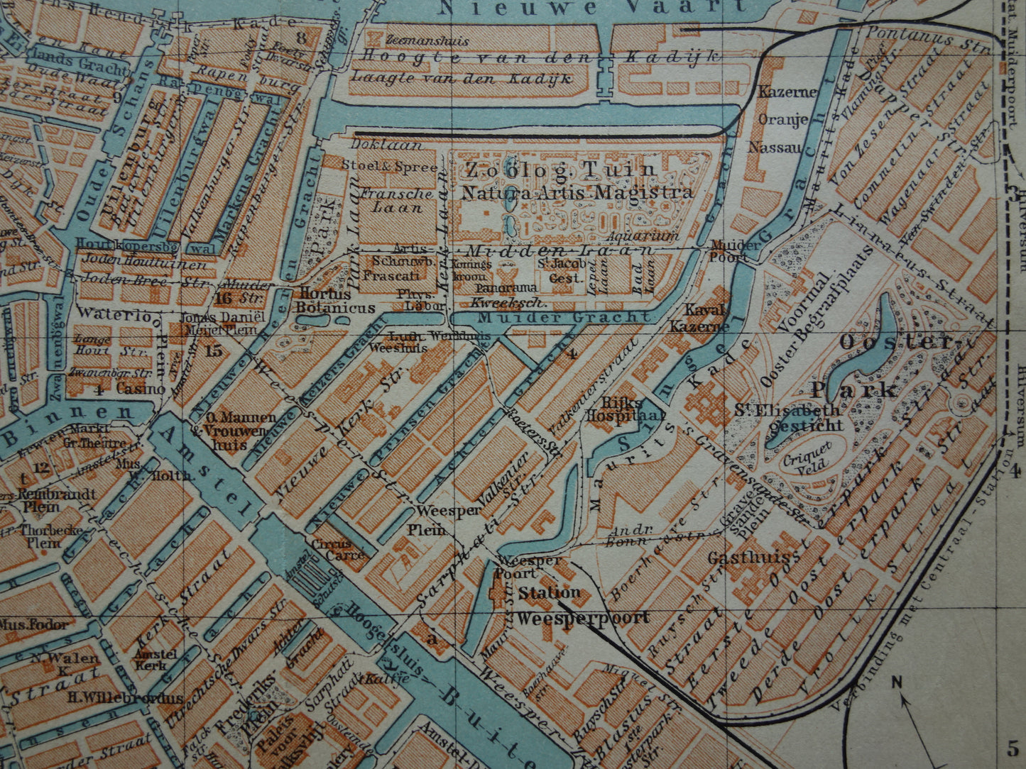 AMSTERDAM oude kaart van Amsterdam uit 1910 originele antieke plattegrond vintage landkaart