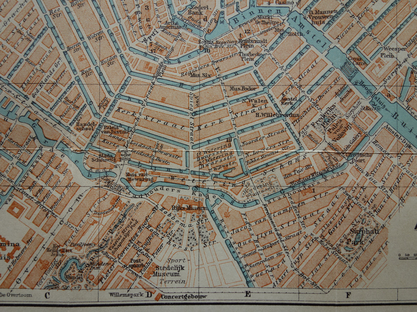 AMSTERDAM oude kaart van Amsterdam uit 1910 originele antieke plattegrond vintage landkaart