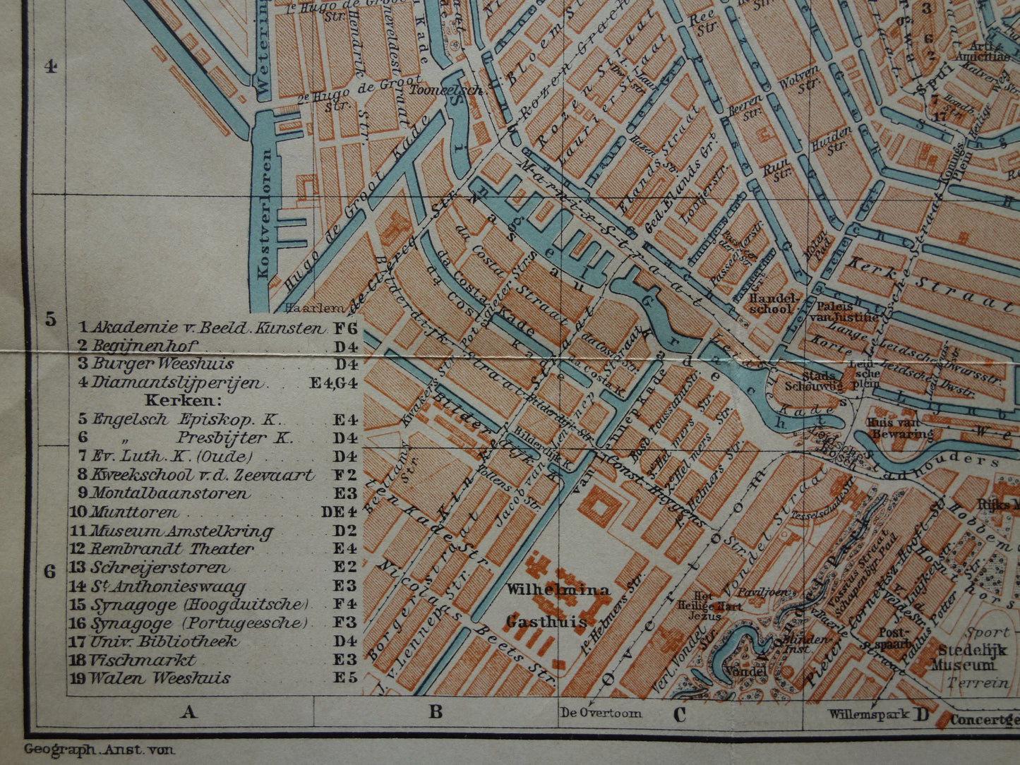 AMSTERDAM oude kaart van Amsterdam uit 1910 originele antieke plattegrond vintage landkaart