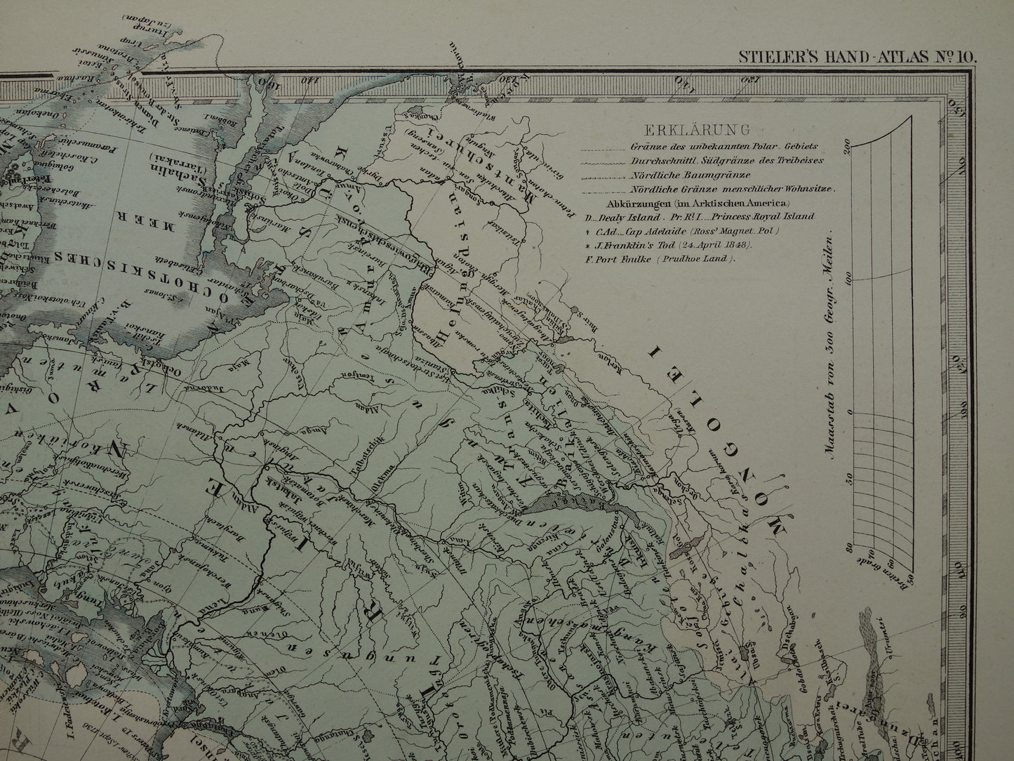 NOORDPOOL oude landkaart van het Noordpoolgebied 1878 originele antieke Duitse kaart van de Arctische regio Groenland poolexpedities