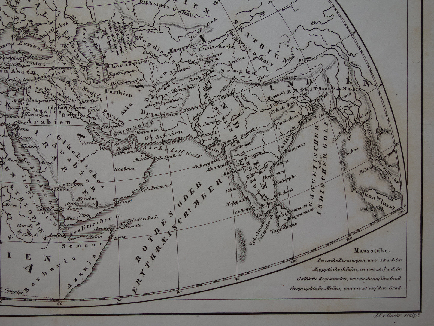 Antieke historische WERELDKAARTEN 1849 oude print met kaart van Strabo Ptolemaeus Herodotus van de wereld in de klassieke oudheid