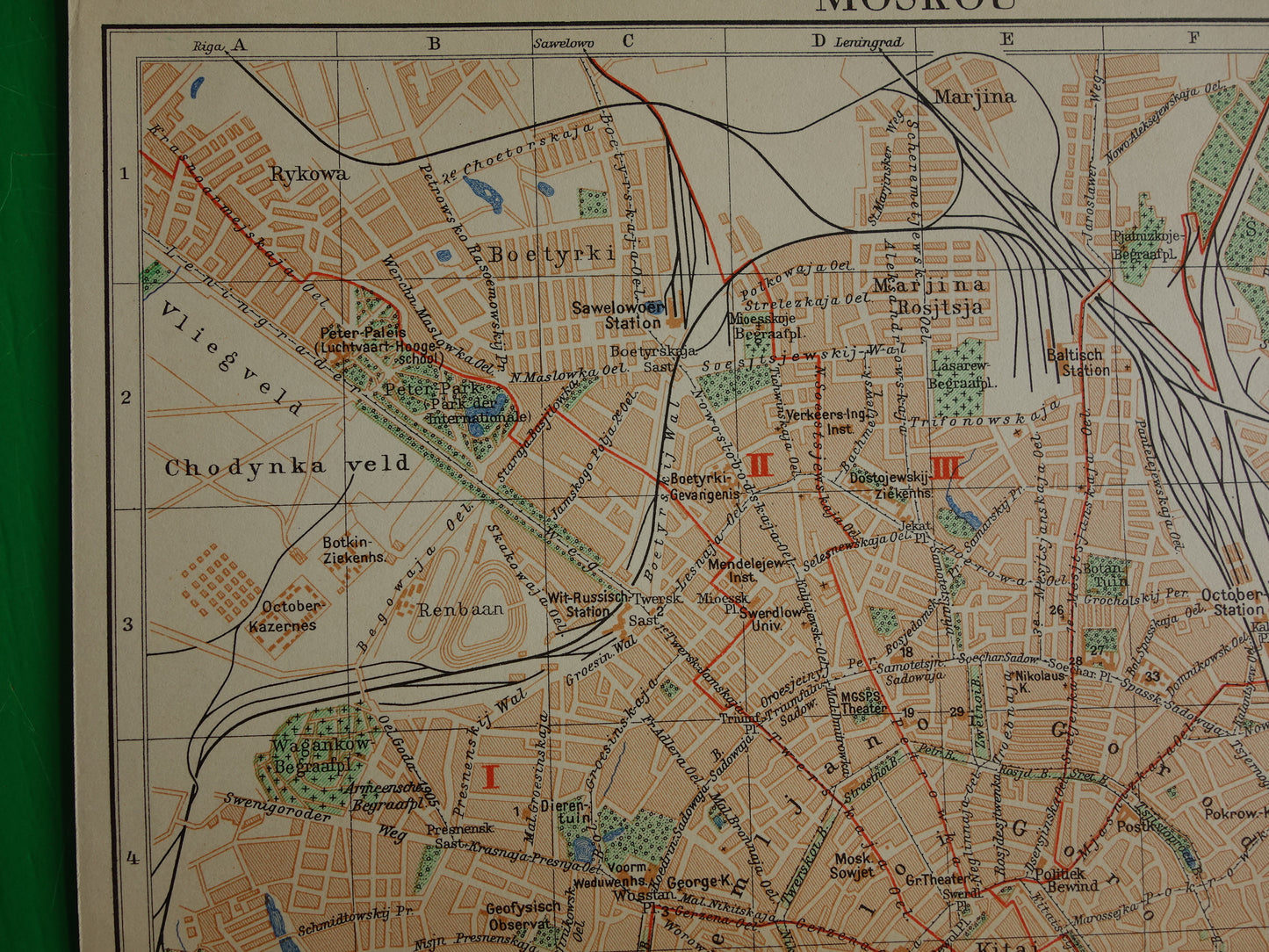 MOSKOU Vintage kaart van Moskou Rusland uit 1937 originele oude Nederlandse plattegrond