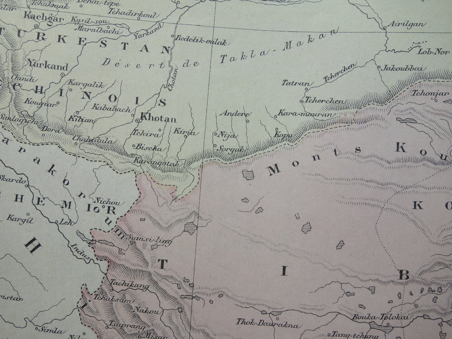 TIBET and XINJIANG Old map from the year 1896 historical map Tibet and Xinjiang antique vintage maps