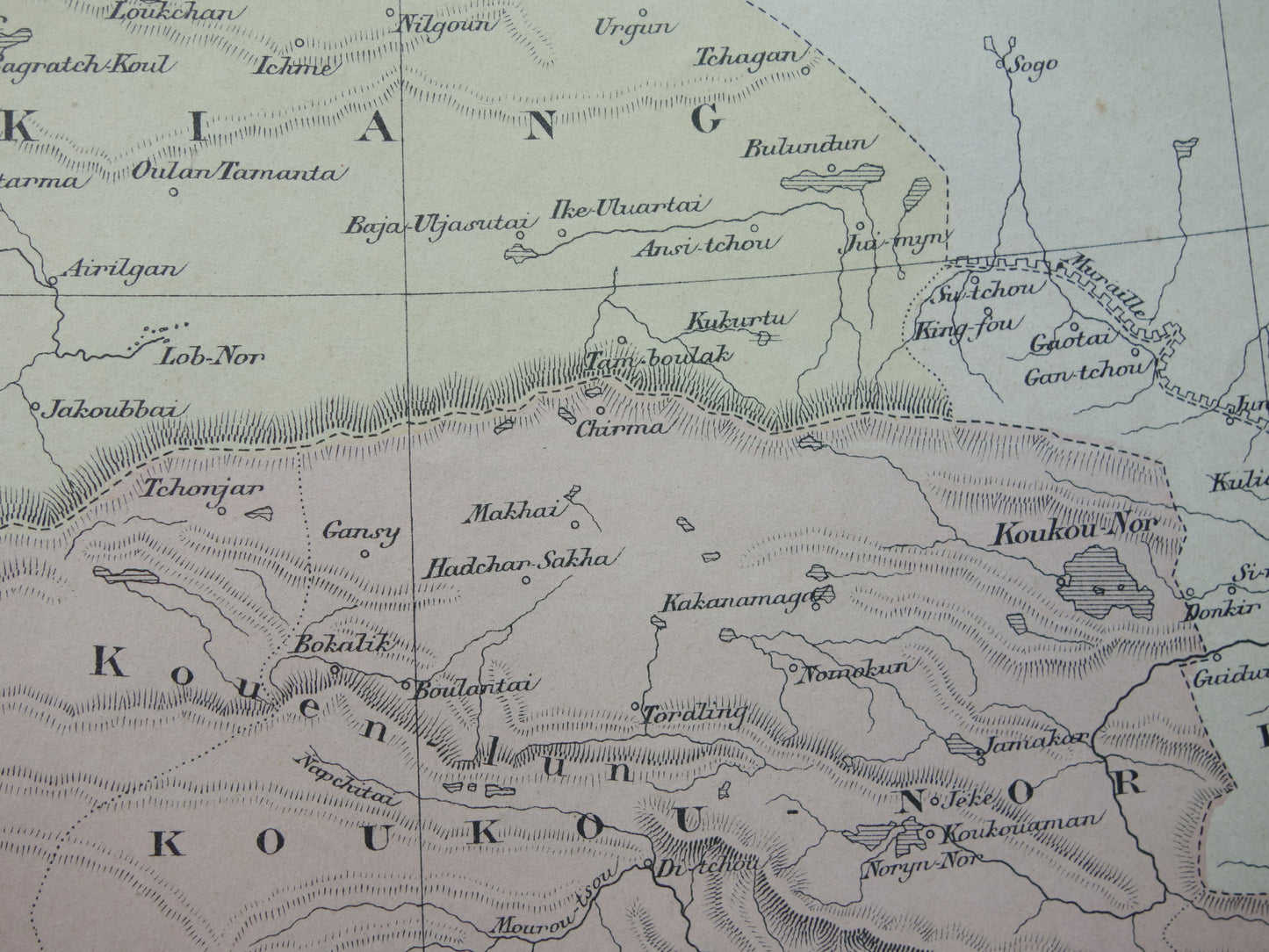 TIBET and XINJIANG Old map from the year 1896 historical map Tibet and Xinjiang antique vintage maps