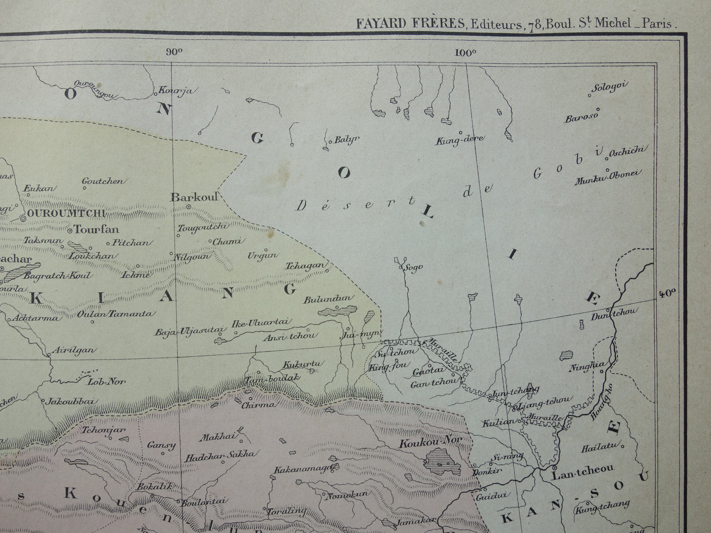 TIBET and XINJIANG Old map from the year 1896 historical map Tibet and Xinjiang antique vintage maps