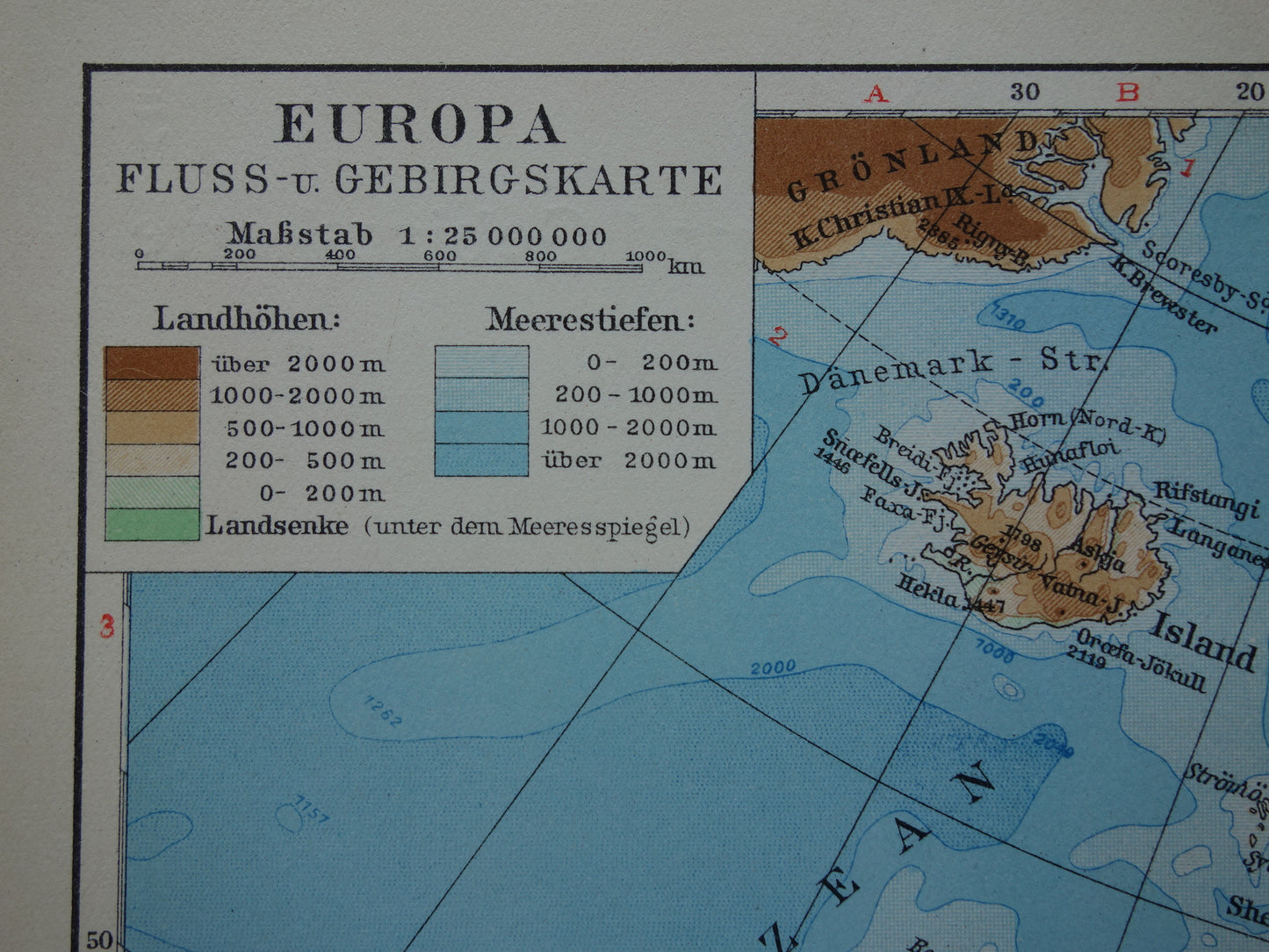 EUROPA Vintage landkaart van Europa uit 1928 set van 2 originele oude kaarten Europa hoogtekaart en politieke kaart