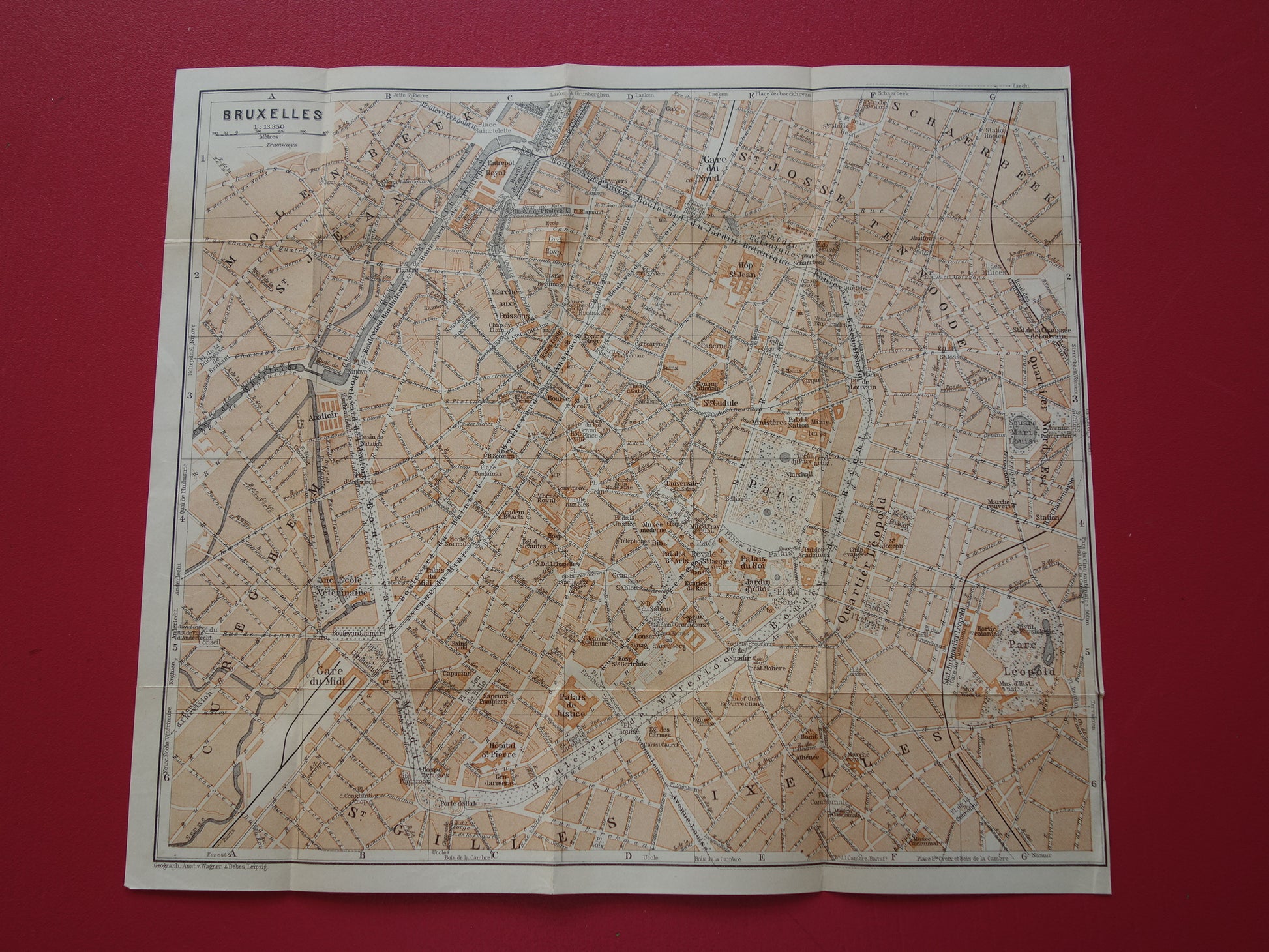 BRUSSEL oude kaart van Brussel België uit 1904 originele antieke historische plattegrond
