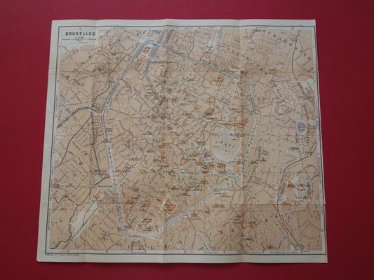 BRUSSEL oude kaart van Brussel België uit 1904 originele antieke historische plattegrond
