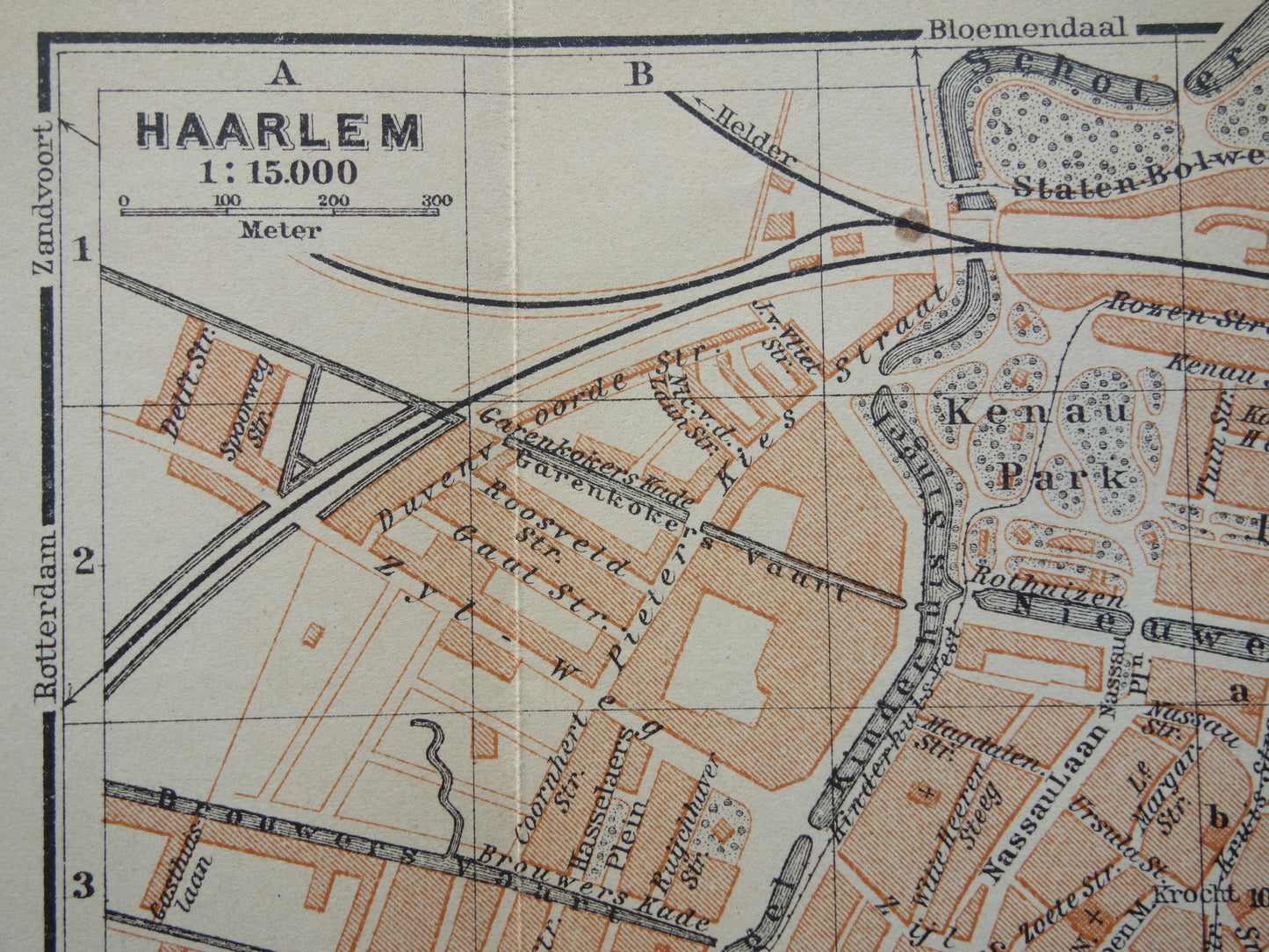 HAARLEM old map of Haarlem from 1904 small original antique map