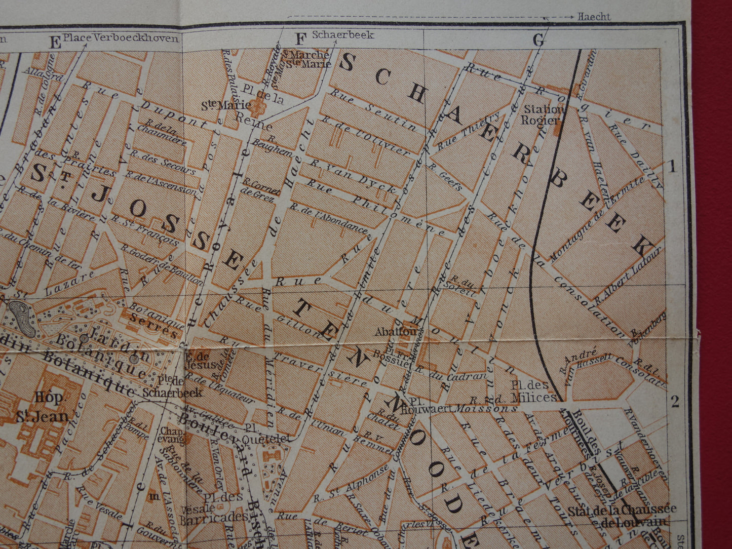 BRUSSEL oude kaart van Brussel België uit 1904 originele antieke historische plattegrond