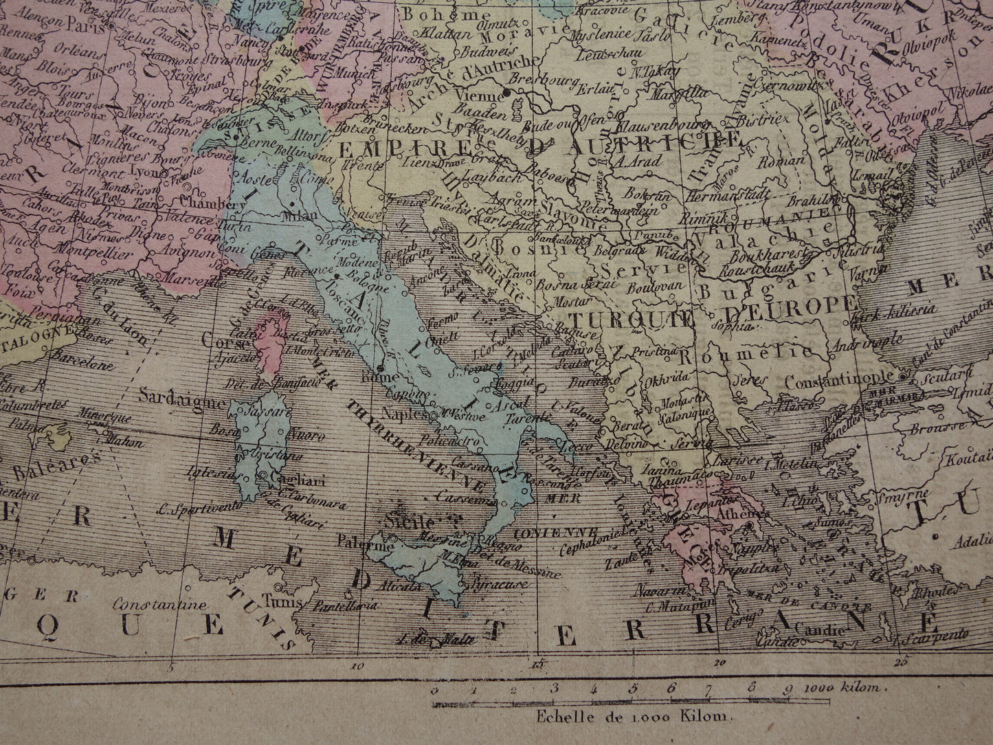 Oude kaart van Europa uit 1877 originele antieke handgekleurde landkaart continent Europa