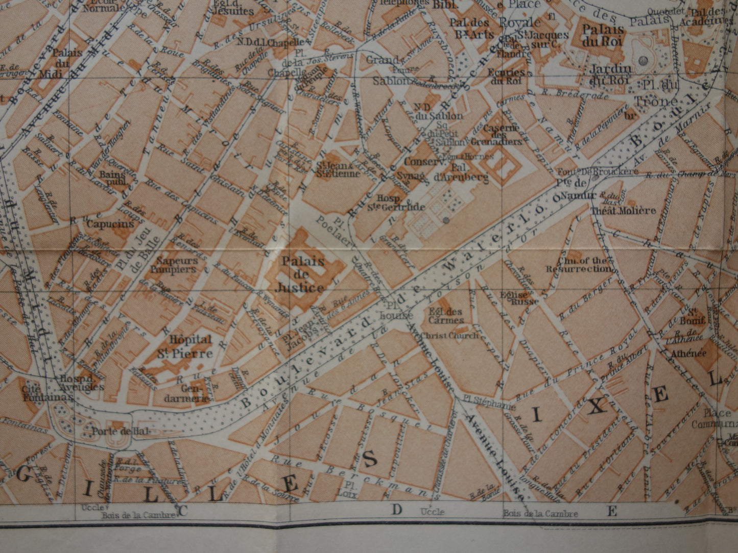 BRUSSEL oude kaart van Brussel België uit 1904 originele antieke historische plattegrond