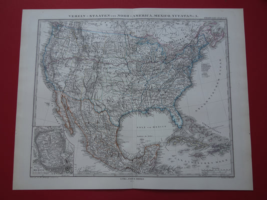 VERENIGDE STATEN oude kaart van de VS in 1876 antieke landkaart van Amerika USA originele vintage historische kaarten