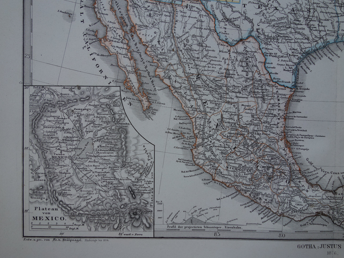 VERENIGDE STATEN oude kaart van de VS in 1876 antieke landkaart van Amerika USA originele vintage historische kaarten