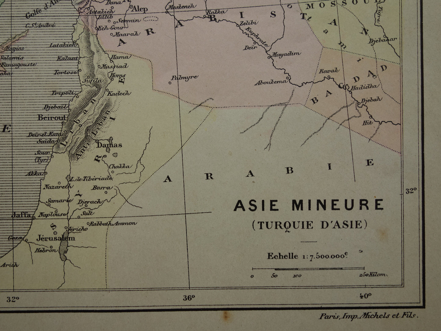 TURKIJE Oude kaart uit het jaar 1896 historische landkaart Ottomaanse Rijk antieke vintage kaarten