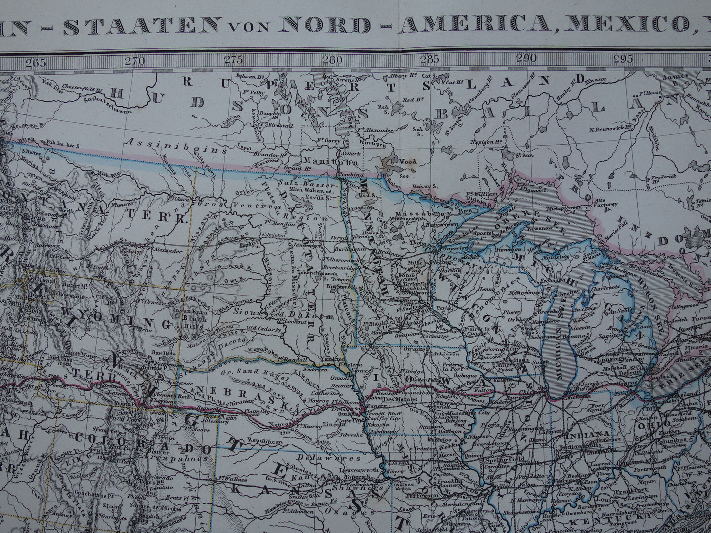 VERENIGDE STATEN oude kaart van de VS in 1876 antieke landkaart van Amerika USA originele vintage historische kaarten