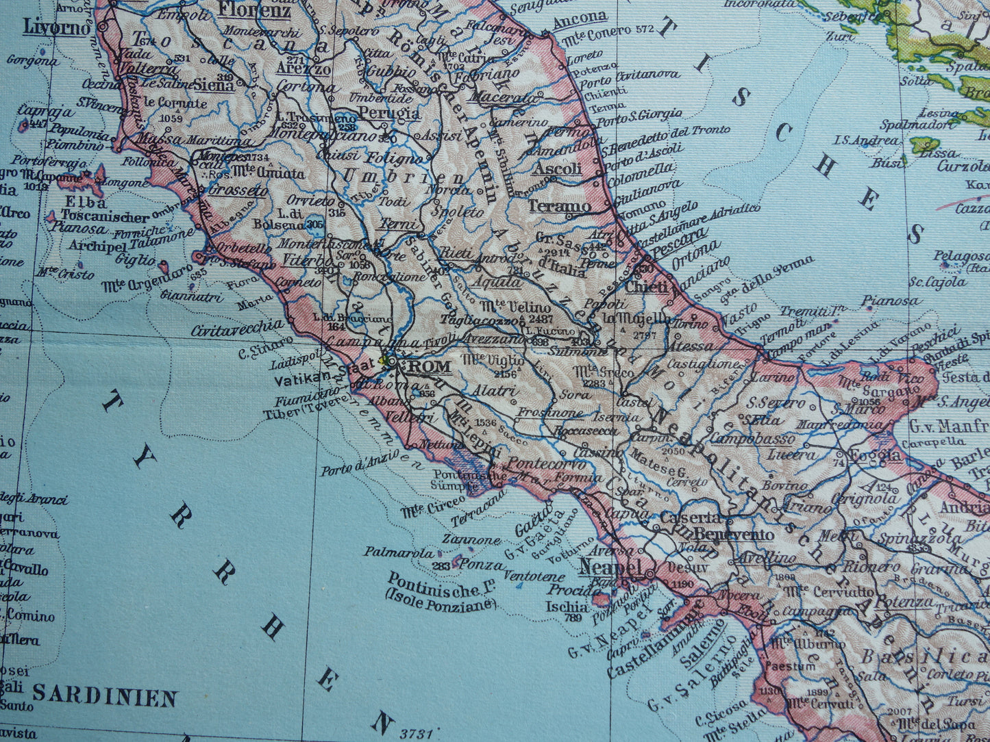 Oude landkaart van ITALIË uit 1931 originele vintage kaart Rome