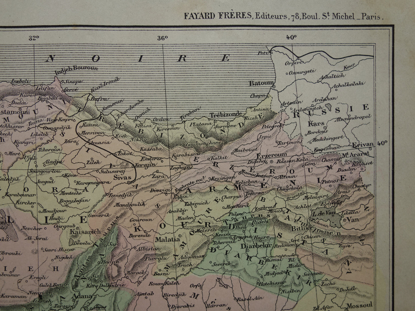 TURKIJE Oude kaart uit het jaar 1896 historische landkaart Ottomaanse Rijk antieke vintage kaarten