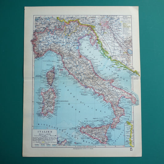 Oude landkaart van ITALIË uit 1931 originele vintage kaart Rome