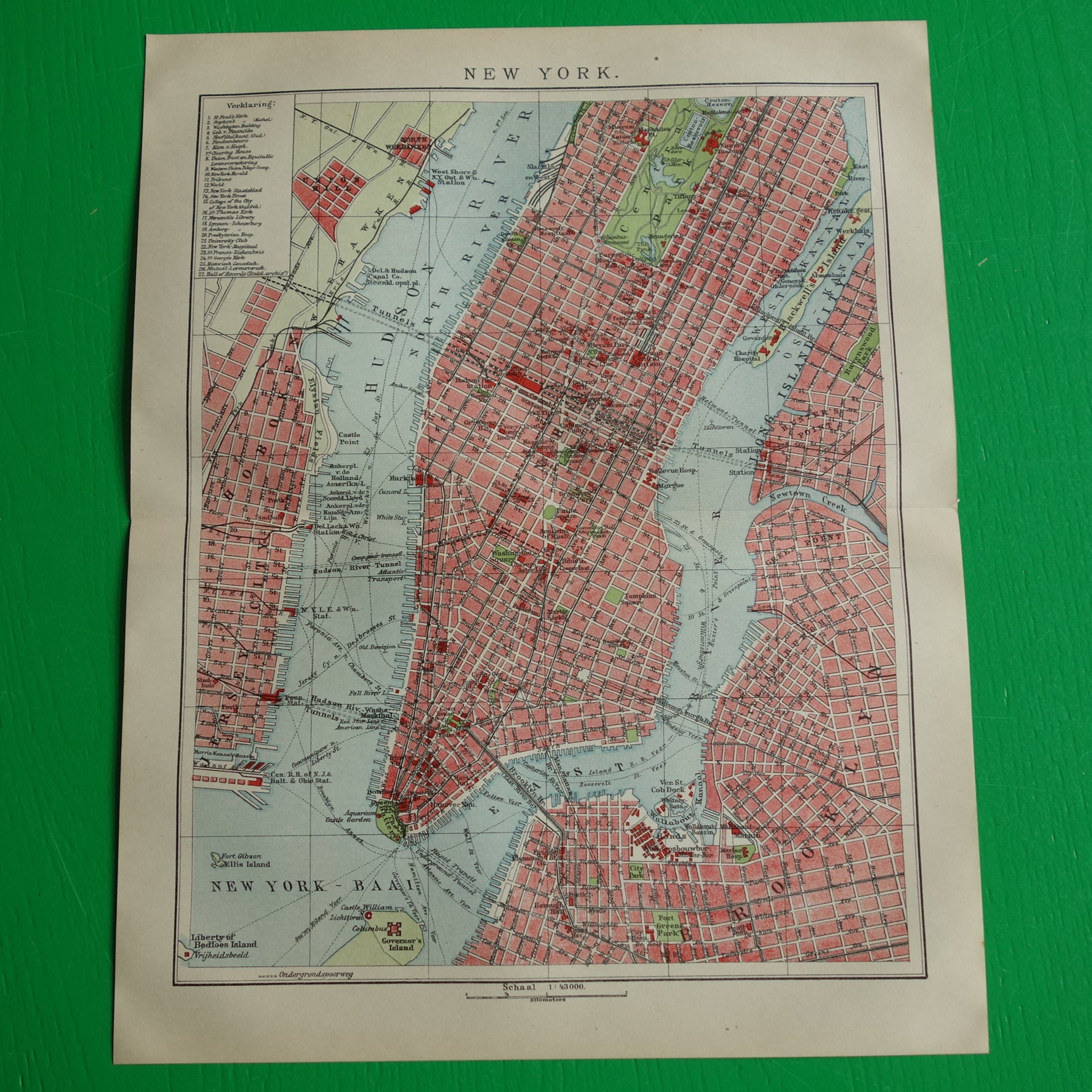 Oude plattegrond van New York kopen