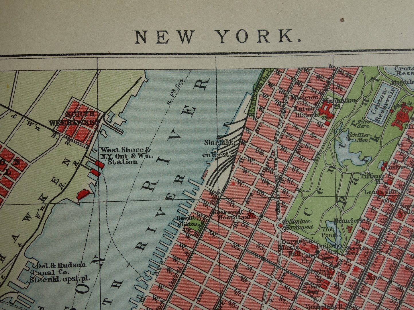 Antieke plattegrond van New York uit 1920 originele oude kaart van New York City Vintage Nederlandse kaarten