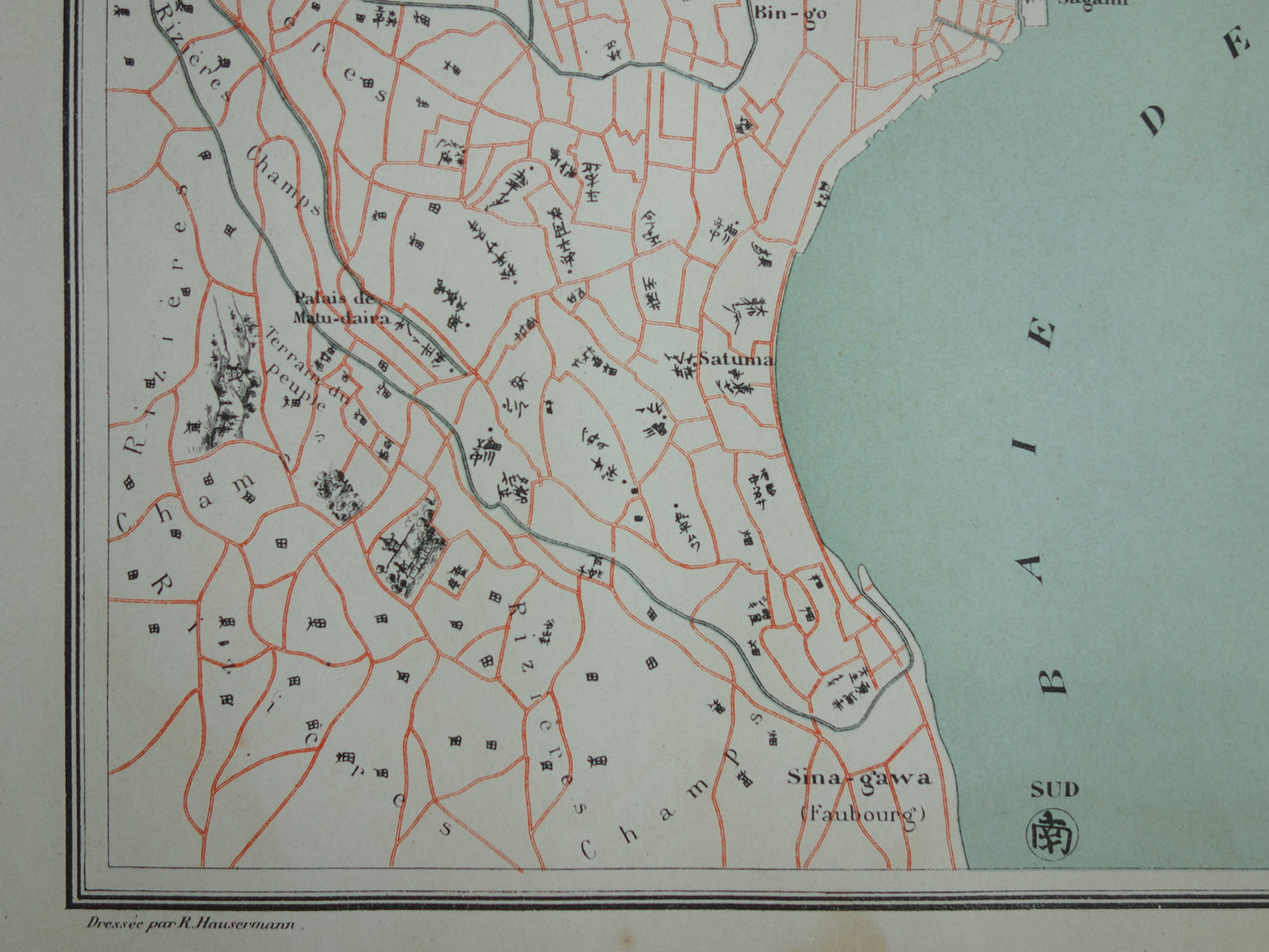 TOKIO Großer alter Stadtplan von Tokio Japan 1896 originale antike französische Karte Yedo