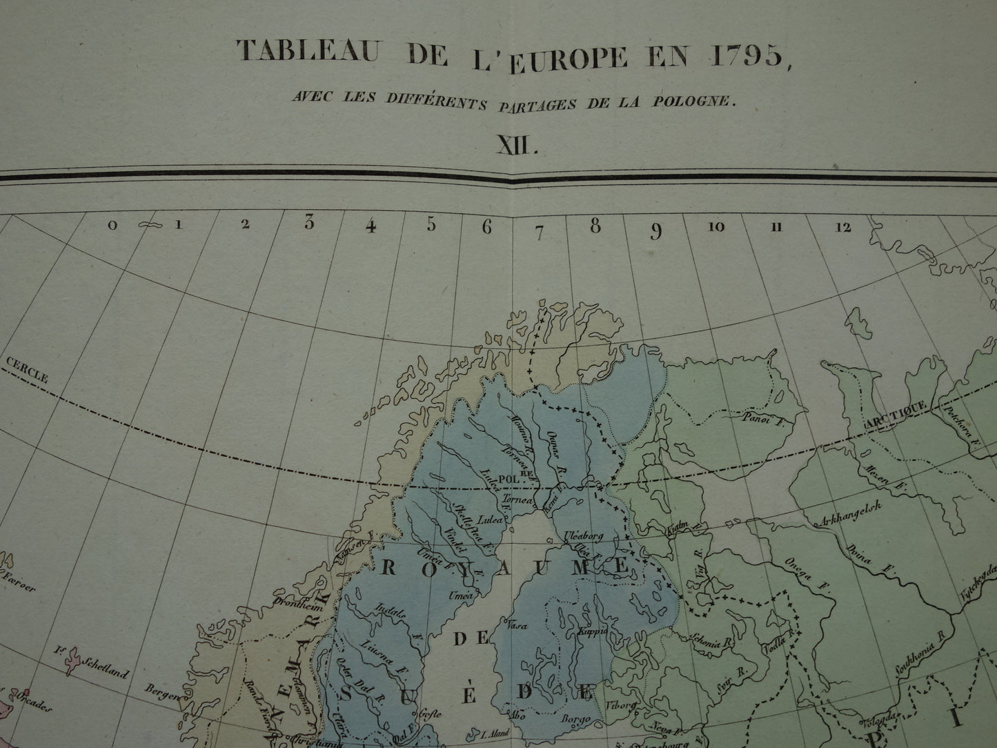 Oude kaart van Europa in het jaar 1795 originele antieke landkaart uit 1830 Deling van Polen geschiedeniskaart