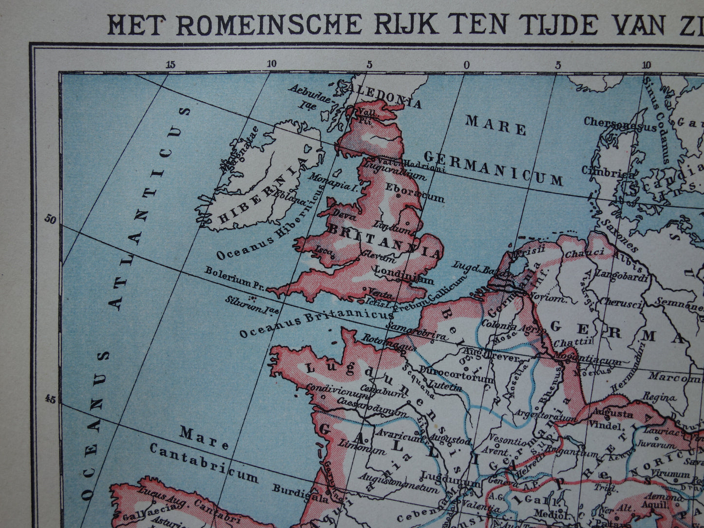 Romeinse Rijk vintage Nederlandse kaart uit 1921 van het Romeinse Rijk originele oude historische landkaart