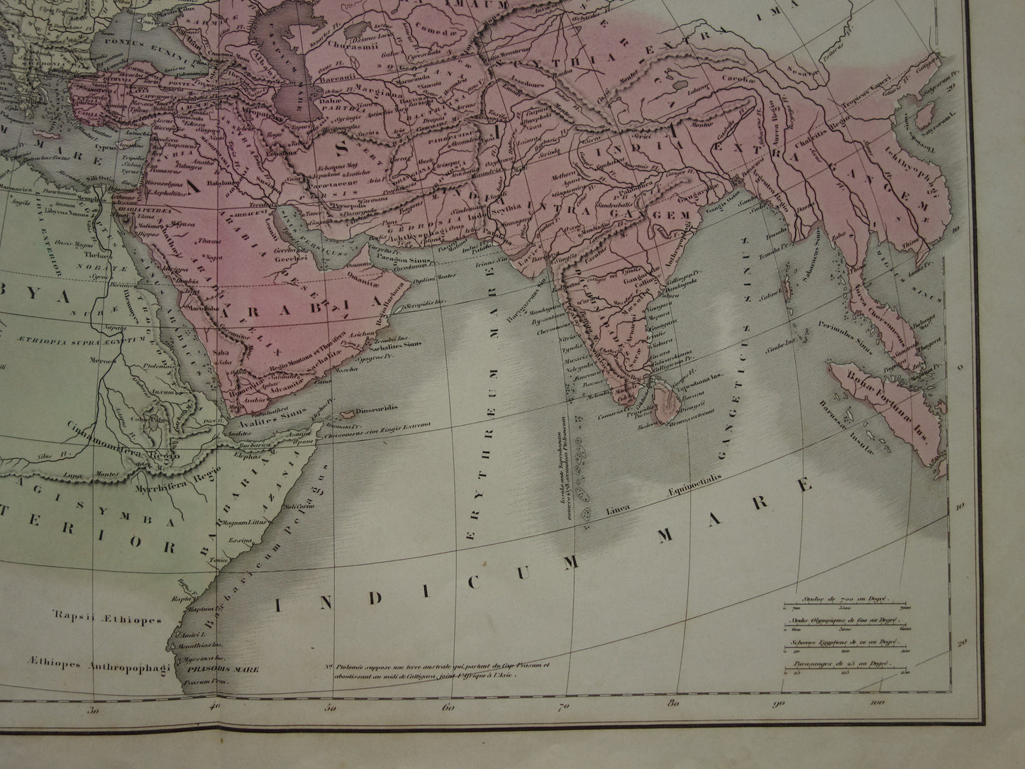 Ptolemaeus oude wereldkaart uit 1859 kaart van de klassieke wereld originele antieke handgekleurde landkaart