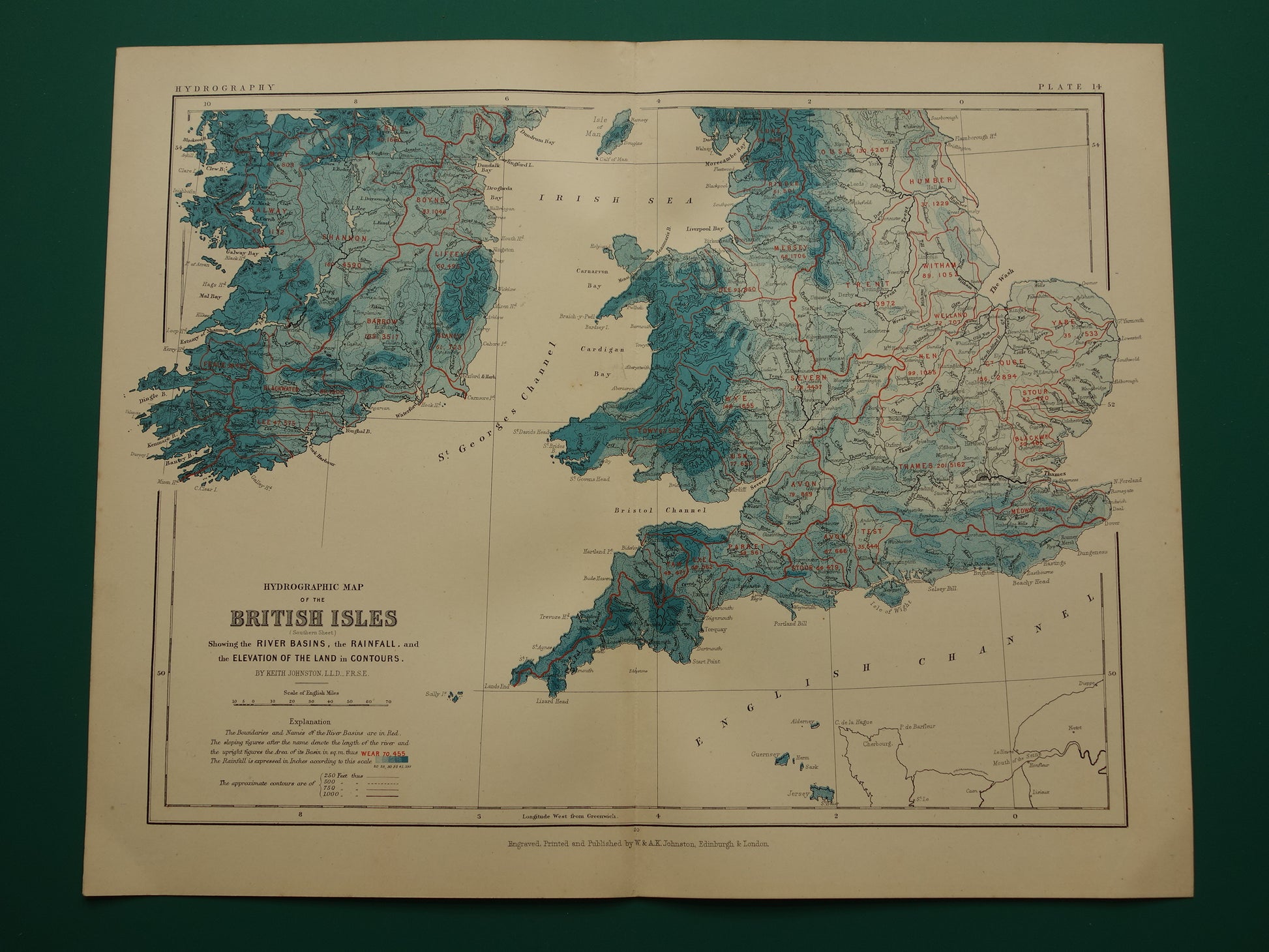  Hydrographic map of the British Isles Johnston 1879