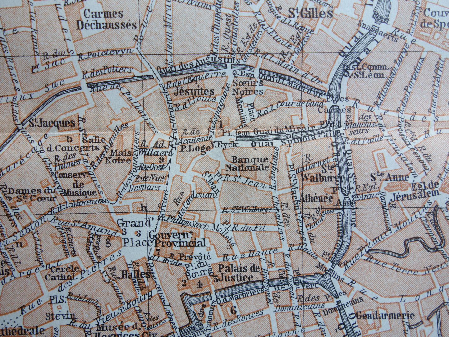 BRÜGGE alte Karte von Brügge, Belgien, aus dem Jahr 1910 kleine originale antike Karte