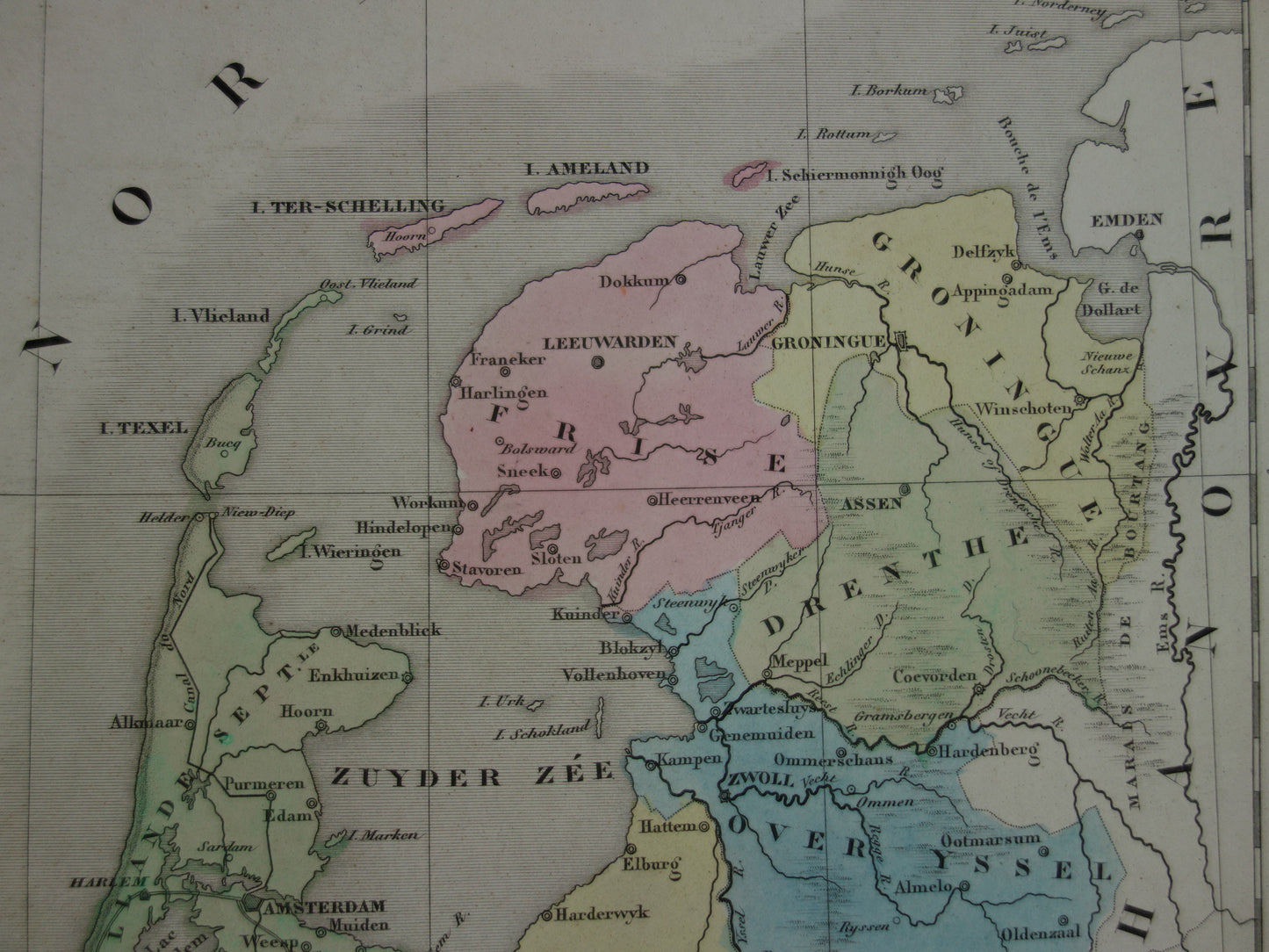 Nederland en België oude kaart uit 1859 - prachtige originele antieke landkaart