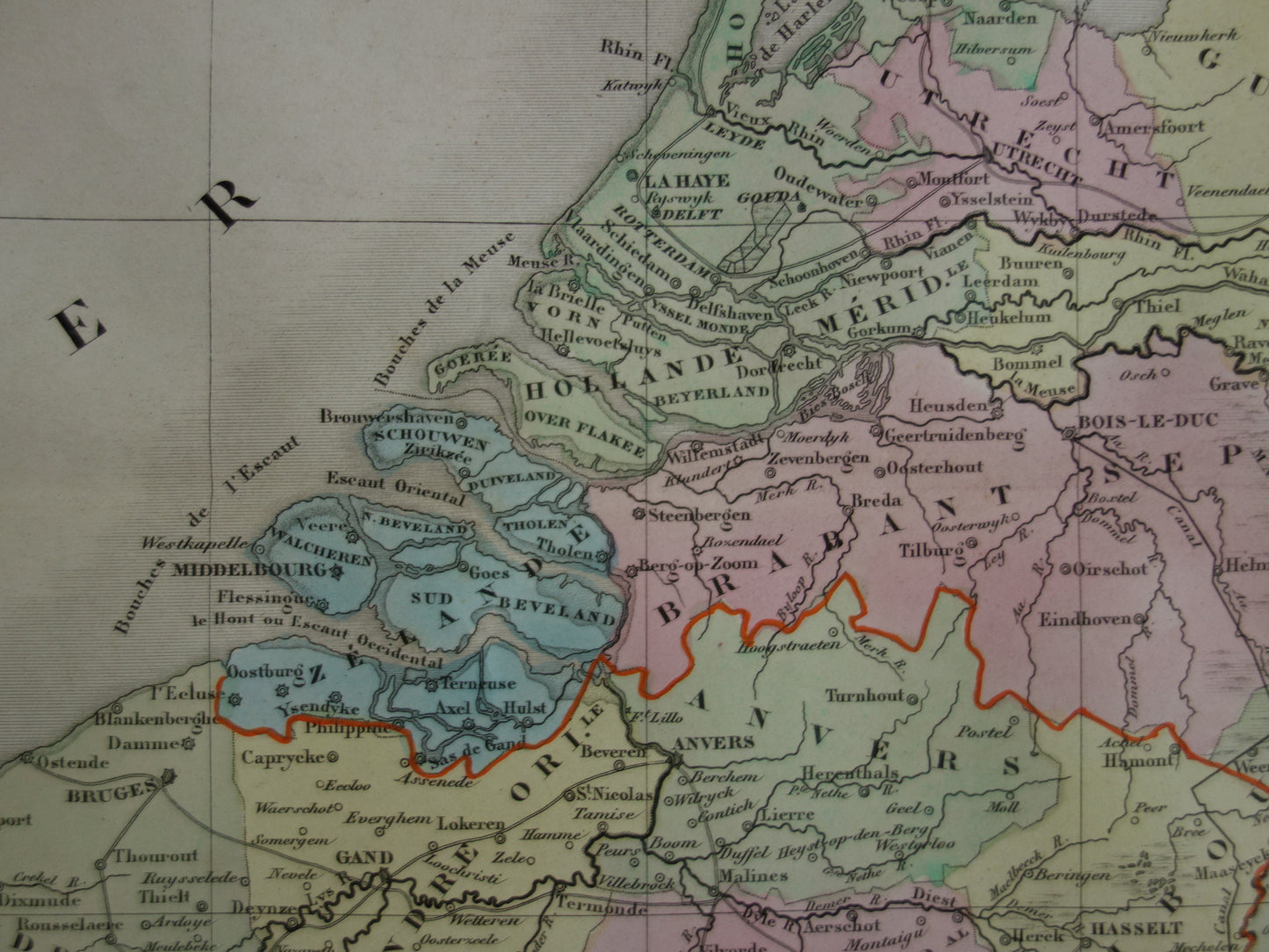 Nederland en België oude kaart uit 1859 - prachtige originele antieke landkaart