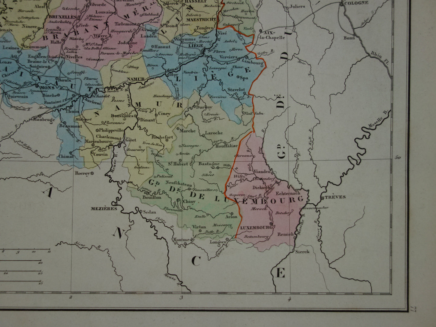 Nederland en België oude kaart uit 1859 - prachtige originele antieke landkaart