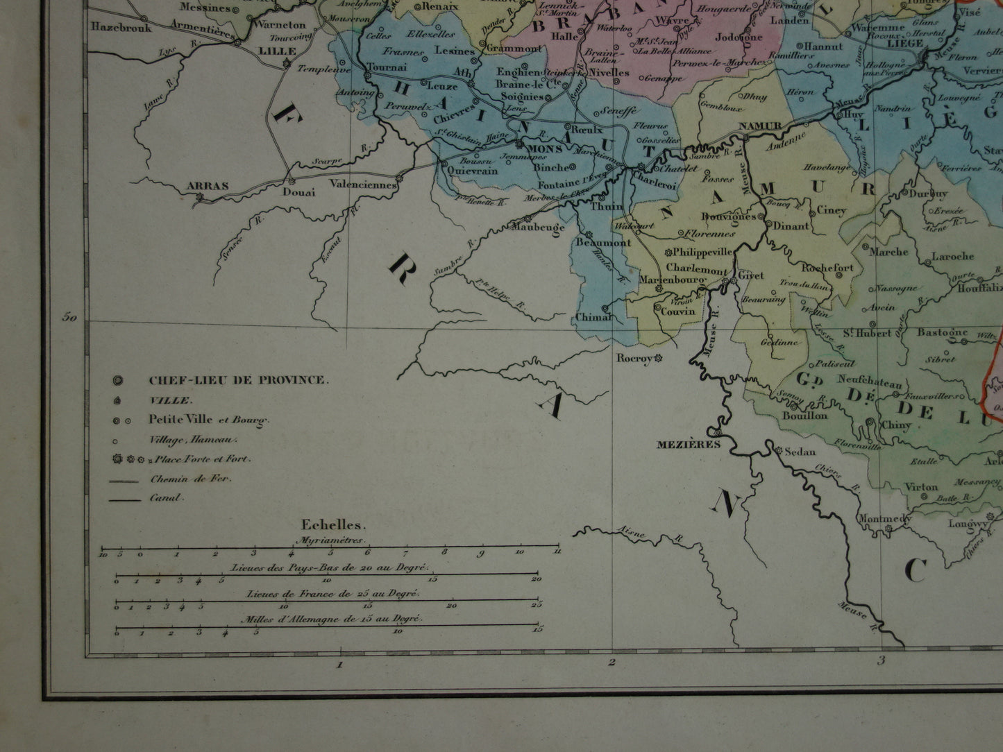 Nederland en België oude kaart uit 1859 - prachtige originele antieke landkaart