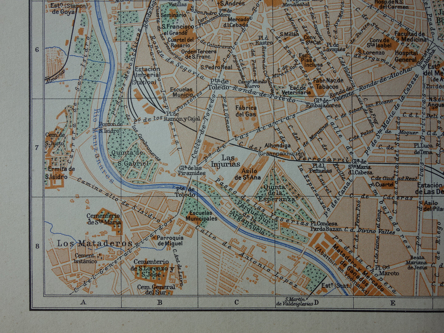 MADRID oude kaart van Madrid Spanje uit 1936 originele vintage plattegrond