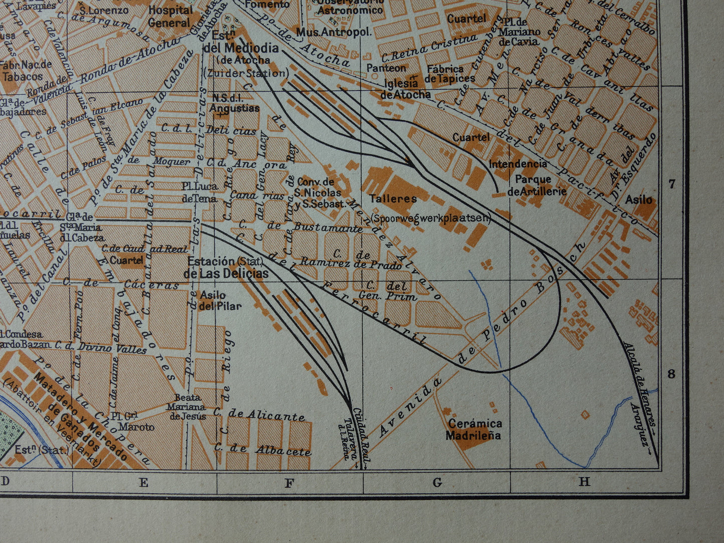 MADRID oude kaart van Madrid Spanje uit 1936 originele vintage plattegrond